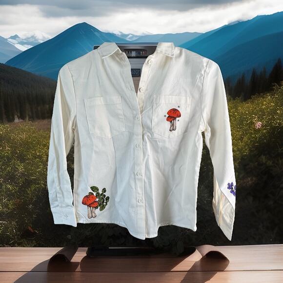 Harry Potter White Long Sleeve Button Front Shirt Girl 8 - Picture 2 of 7